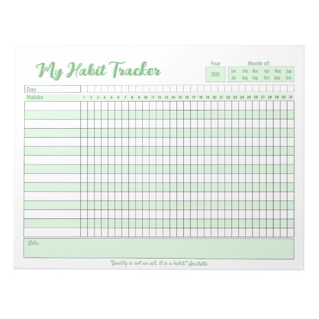 Bloc De Notas Notepad de Habit Tracker completo de Personalizabl (Frente)