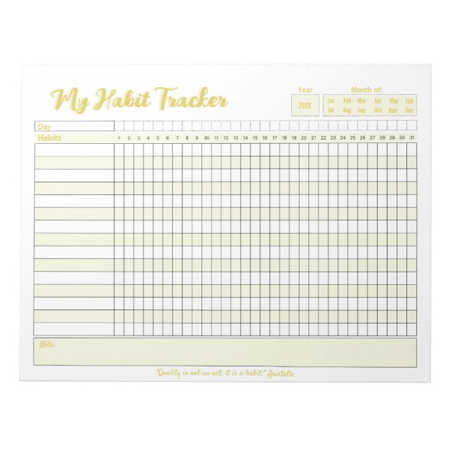Bloc De Notas Notepad de Habit Tracker completo de Personalizabl (Frente)
