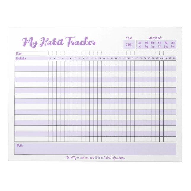 Bloc De Notas Notepad de Habit Tracker completo de Personalizabl (Frente)