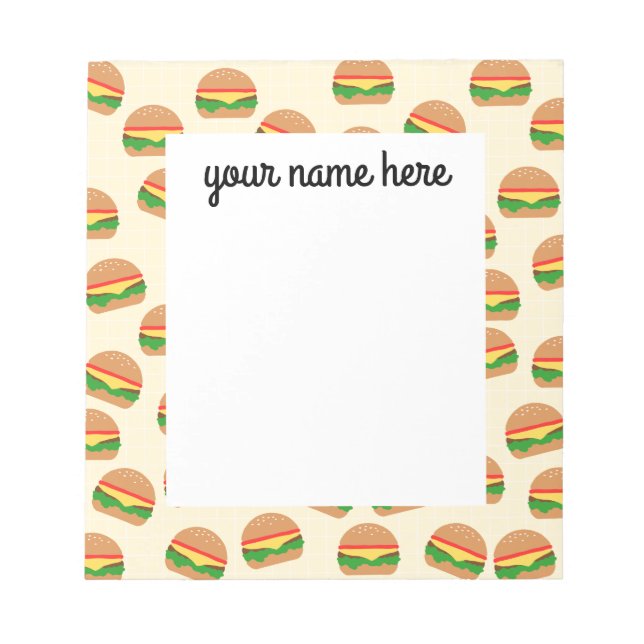 Bloc De Notas Notepad de hamburguesas personalizadas (Frente)