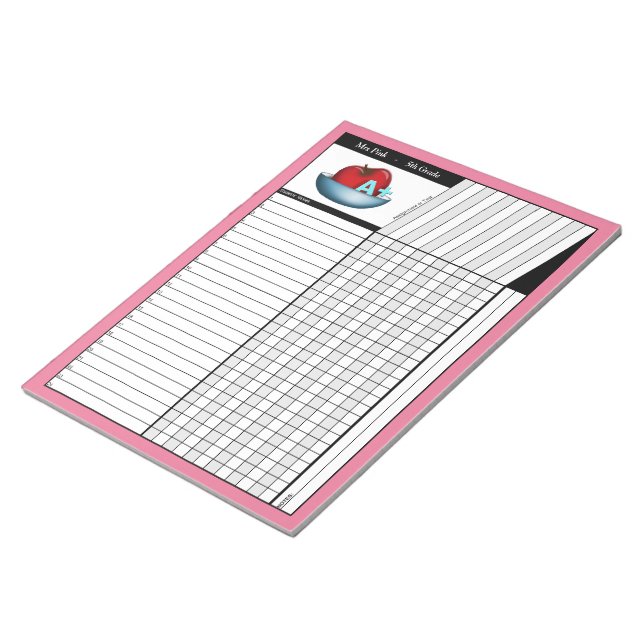 Bloc De Notas Notepad de hojas de clase de profesores Apple A+ P (Lado Derecho)