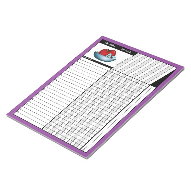 Bloc De Notas Notepad de hojas de grado para profesores Apple A+ (Lado Derecho)