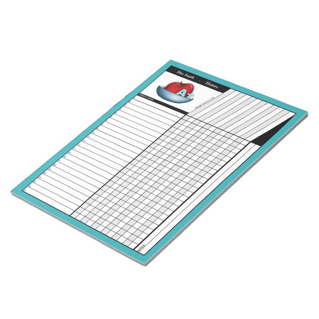 Bloc De Notas Notepad de hojas de grado para profesores Verde az (Lado Derecho)