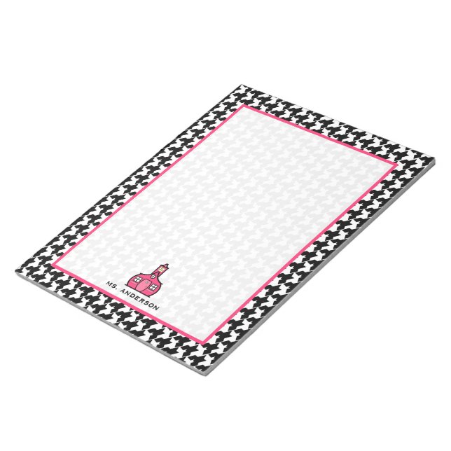 Bloc De Notas Notepad de Houndstoth y Pink Teacher (Lado Derecho)