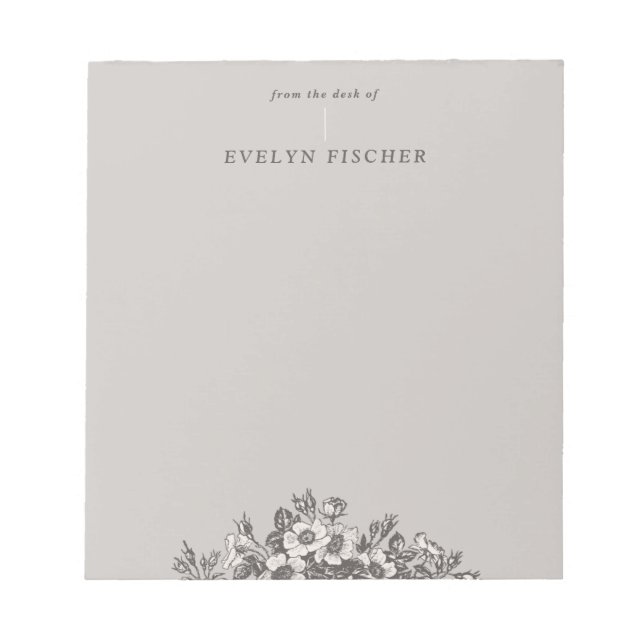 Bloc De Notas Notepad de Ilustracion floral Etched - Gris (Frente)