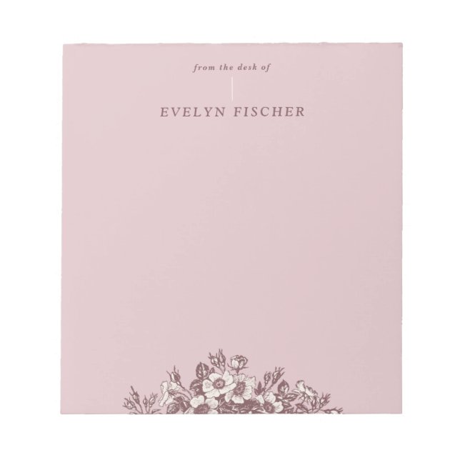 Bloc De Notas Notepad de Ilustracion floral Etched - Rosa (Frente)