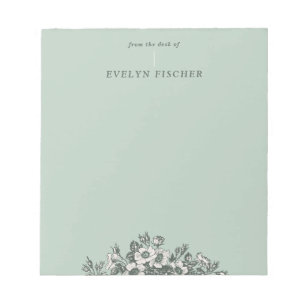 Bloc De Notas Notepad de Ilustracion floral Etched - Verde