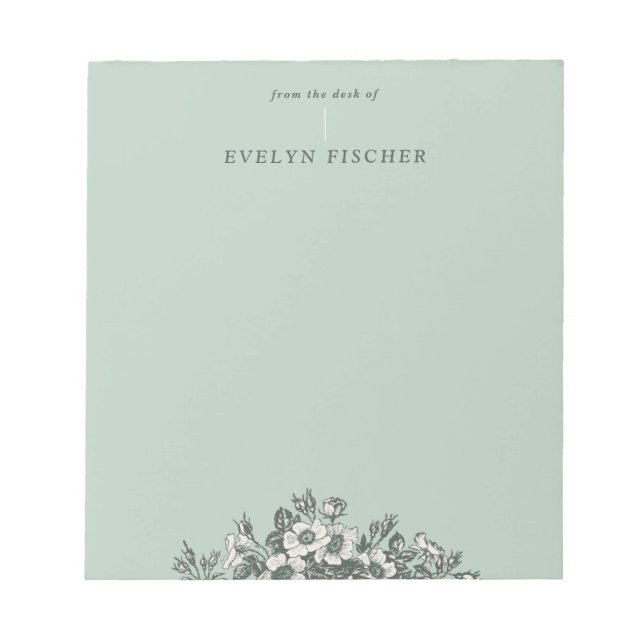 Bloc De Notas Notepad de Ilustracion floral Etched - Verde (Frente)