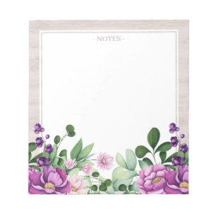 Bloc De Notas Notepad de Ilustracion floral púrpura capáz