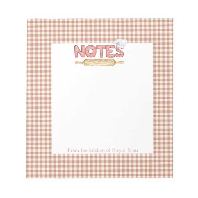 Bloc De Notas Notepad de la receta de la cookie de Gingham de Br (Frente)