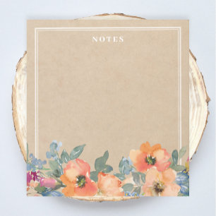Bloc De Notas Notepad de las flores de color de agua rusticas Na