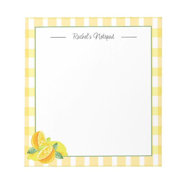Bloc De Notas Notepad de limón personalizado amarillo de moda (Frente)