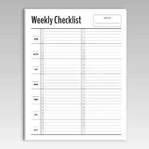 Bloc De Notas Notepad de lista de comprobación semanal minimalis