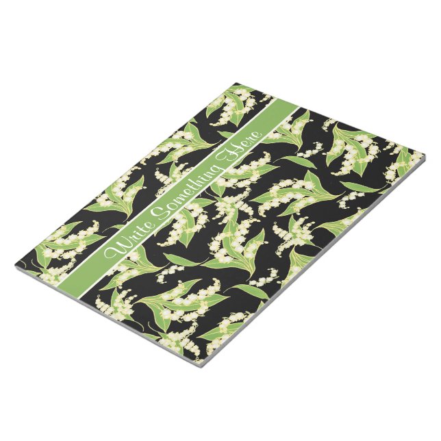 Bloc De Notas Notepad de moda o Jotter: Lily del Valle, Negro (Lado Derecho)