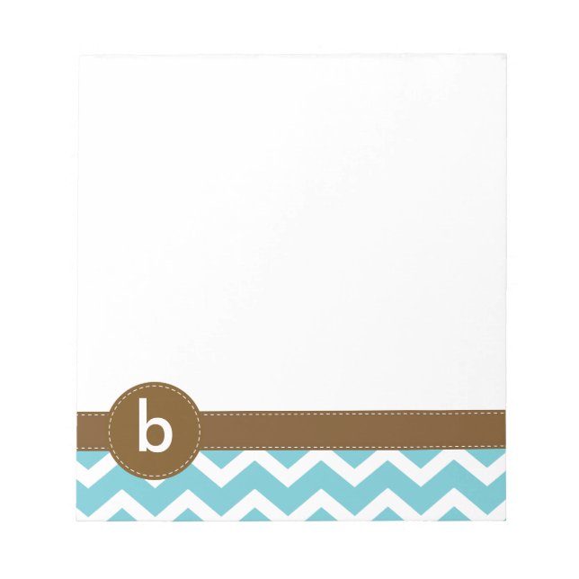 Bloc De Notas Notepad de monograma del patrón de cheurón Aqua Zi (Frente)