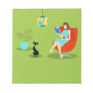 Bloc De Notas Notepad de mujer lectora retro