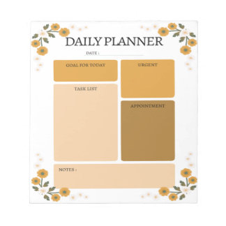 Bloc De Notas Notepad de naranja Floral Daily Planner