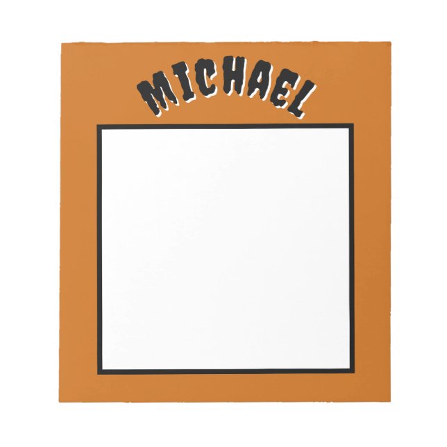 Bloc De Notas Notepad de nombre espeluznante (Naranja oscuro y n (Frente)