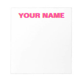 Bloc De Notas Notepad de nombres personalizados rosa y Naranja