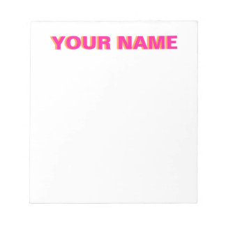Bloc De Notas Notepad de nombres personalizados rosa y Naranja