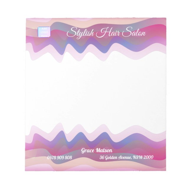 Bloc De Notas Notepad De Ondas Arcoiris Comerciales Con Logo (Frente)