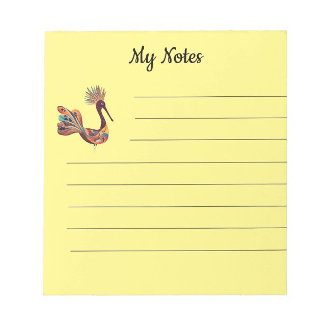 Bloc De Notas Notepad de pájaro hermoso (Frente)