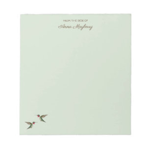 Bloc De Notas Notepad de pájaro verde pálido Personalizado