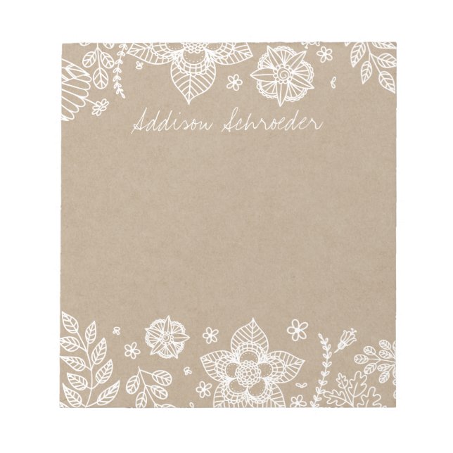Bloc De Notas Notepad de Pascua Floral Rustica Kraft (Frente)