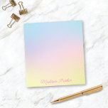 Bloc De Notas Notepad de Pastel Pastel dulce personalizado para<br><div class="desc">Este lindo bloc de notas personalizado presenta un fondo de tonos pastel rosas,  azules y amarillos con el nombre de su hijo en un guión en la parte inferior. Este dulce diseño es una excelente elección para cualquier niño Y hace un regalo divertido!</div>