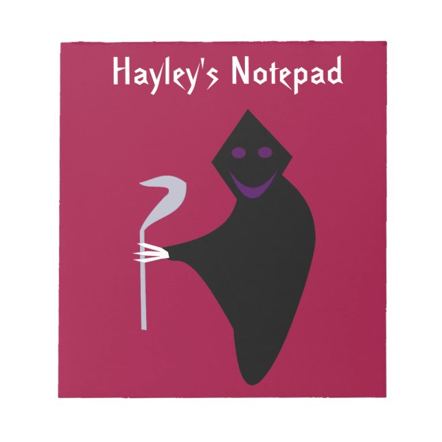 Bloc De Notas Notepad de Personalizable de Halloween Grim Reaper (Frente)