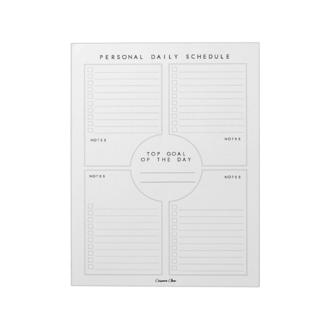Bloc De Notas Notepad de Personalizado de horario personal diari (Lado Izquierdo)