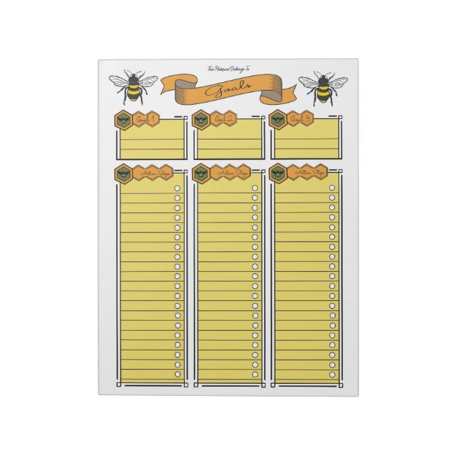 Bloc De Notas Notepad de Personalizado del planificador de metas (Lado Izquierdo)
