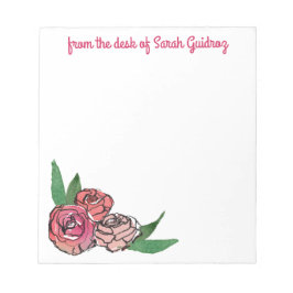 Bloc De Notas Notepad de Personalizado floral de color agua y ti