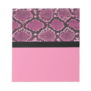 Bloc De Notas Notepad de Piel de serpiente rosa y negro