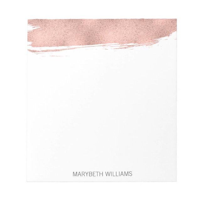 Bloc De Notas Notepad de pincel de oro Rosa moderno (Frente)