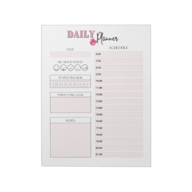 Bloc De Notas Notepad de Pink Daily Planner (Lado Izquierdo)