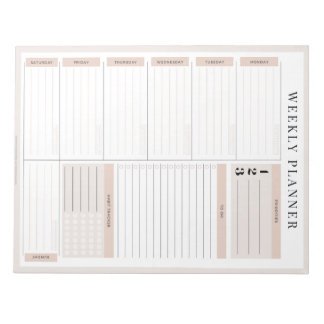 Bloc De Notas Notepad de Pink Weekly Planner