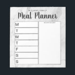 Bloc De Notas Notepad de planificación familiar semanal de comid<br><div class="desc">Planificador de Comidas Semanales Familiares Personalizadas. Cree un planificador de comidas personalizado para su cocina familiar. Espacio para escribir planes de comidas para cada día de la semana. También agrega alimentos y más al organizador de la lista de compras. Presenta un diseño minimalista moderno en blanco y negro y un...</div>