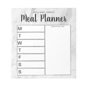 Bloc De Notas Notepad de planificación familiar semanal de comid