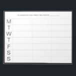 Bloc De Notas Notepad de planificador de comidas minimalista mod<br><div class="desc">Planificador minimalista moderno de comidas semanales | Planifique y programe sus comidas semanales con este planificador minimalista moderno de comidas semanales. Presenta un marco negro durante toda la semana. Este planificador de diseño mínimo semanal será perfecto como regalo para usted o para cualquiera. Personalice utilizando los campos proporcionados y utilice...</div>