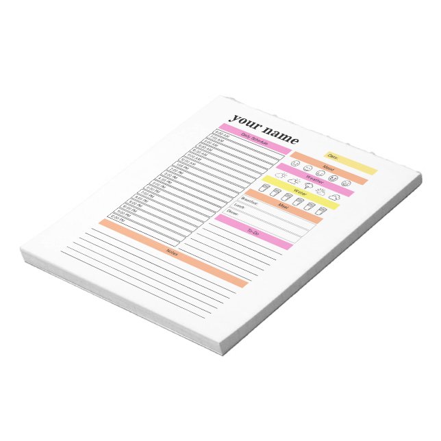 Bloc De Notas Notepad de planificador diario personalizado (Lado Izquierdo)