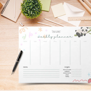 Bloc De Notas Notepad de planificador semanal panda lindo person