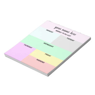Bloc De Notas Notepad de Planificador Semanal Personalizado
