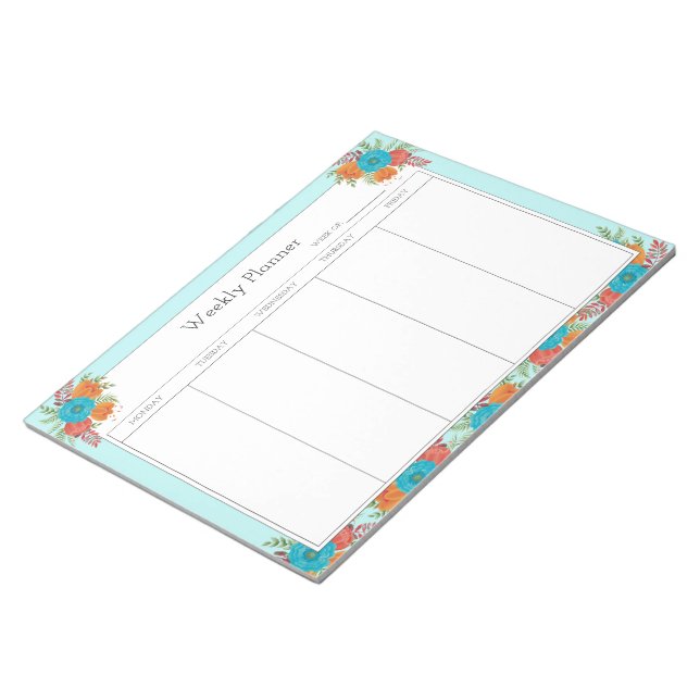 Bloc De Notas Notepad de Planner Floral Weekly (Lado Derecho)