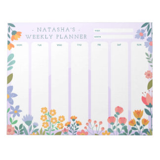 Bloc De Notas Notepad de Planner Vibrant Garden Floral Weekly