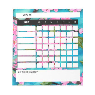 Bloc De Notas Notepad de Rastreador de Hábito Semanal de Cerezo 