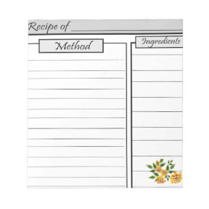 Bloc De Notas Notepad de receta: