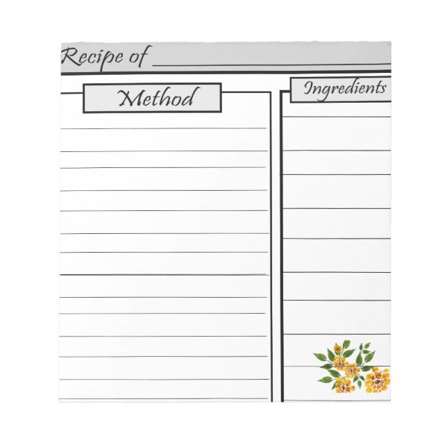 Bloc De Notas Notepad de receta: (Frente)