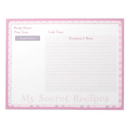 Bloc De Notas Notepad de receta con puntos rosados dulces