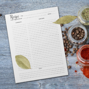 Bloc De Notas Notepad de receta culinaria simple Minimalista